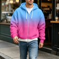thumbnail image 2 of RUTAYY Men's Zip Hoodie Long Sleeve Loose Fit Waffle Fabric Gradient Design Daily Sweatshirt Sky Blue, 2 of 4