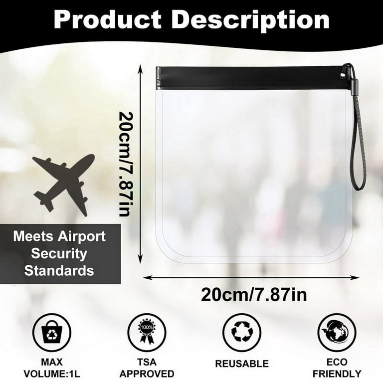 Clear Toiletry Bag - Airport Security Liquid Bag 20 X 20Cm TSA Approved,  Travel Accessories Makeup Holiday Essentials Luggage for Men Women - Chilli  Wear