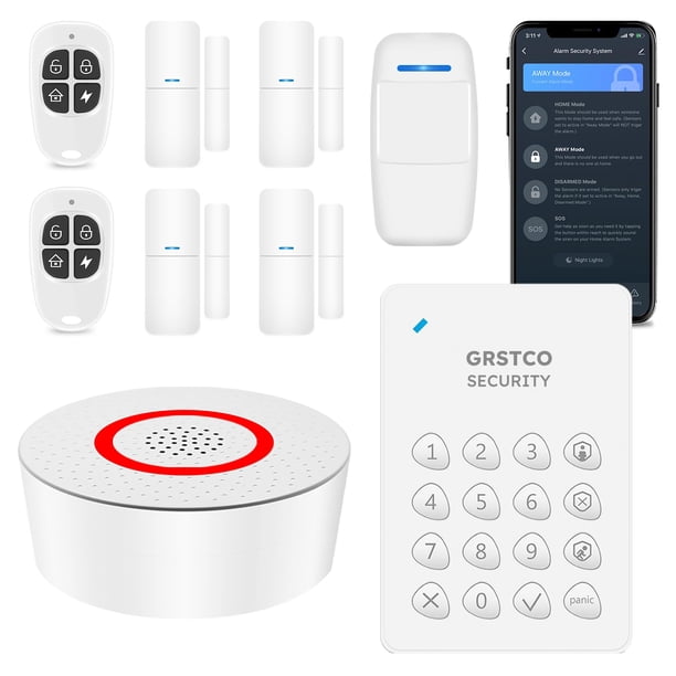 Sistema inalámbrico de alarma doméstica GRSICO, kit de 9 piezas con WiFi y Alexa