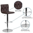 thumbnail image 4 of Flash Furniture Contemporary Button Tufted Brown Vinyl Adjustable Height Barstool with Chrome Base, 4 of 11