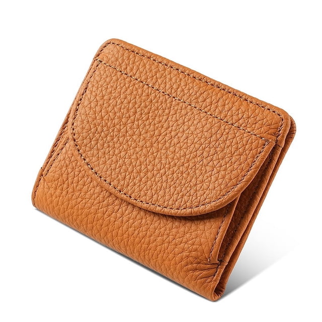 Cartera de cuero genuino para mujer, con cepillo antirrobo, funda de seguridad para dinero, funda de bolso de moda, monedero con hebilla para cambio