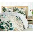 thumbnail image 4 of Ambesonne Eucalyptus Leaves Duvet Cover Set, Autumn Blooms, Queen, Dark Teal Amber Ivory, 4 of 5