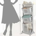 thumbnail image 3 of 17"×13"×43" 3-Tier Laundry Hamper Basket Sorter with Wheels Small Clothes Storage Organizer Shelf Rolling Cart for One Person, 3 of 13