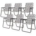 thumbnail image 1 of Costway 6 PCS Folding Beach Chair Camping Lawn Webbing Chair Lightweight 1 Position Brown, 1 of 1