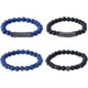 thumbnail image 1 of Pulsera de 4 cuentas de piedra, ónix negro mate, lapislázuli natural, elástica, ojo de tigre, 1 of 7
