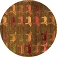thumbnail image 1 of Ahgly Company Indoor Round Abstract Orange Modern Area Rugs, 3' Round, 1 of 4
