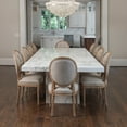 thumbnail image 5 of 2xhome - Set of 2 French Chic Vintage Style Dining Chairs With Upholstered Linen Fabric And Elegant Natural Rustic Wood Frame - Rattan Wicker Oval Back, 5 of 11
