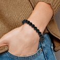 thumbnail image 2 of Stainless Steel Polished Black Ip Plated Lava Rock Beaded Stretch Bracelet 8mm Wide Stretch Bracelet for Women, 2 of 2
