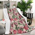 thumbnail image 2 of Floral Fuzzy Blanket: Decorative, Soft & Cozy 50x60in Flannel Bed Throw Blanket- Beautiful Flowers Bed Throw Blanket for Home, Bed, Sofa, Couch & Chair, 2 of 5
