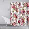 thumbnail image 4 of Vintage Floral Shower Curtain, Spring Watercolor Flower Pink Rose Purple Peony Green Leaves Rustic Retro Shabby Chic Women Bathroom Decor, Waterproof Fabric White Shower Curtain, 72 X 72 Inch, 4 of 5
