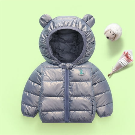 

FZM Christmas Toddler Kids Baby Boys Girls Winter Warm Jacket Outerwear Cartoon Dinosaur Bear Ears Coats Hooded Padded Outwear