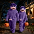 thumbnail image 6 of Funny Cartoon Monster Plush One-Piece Pajamas, Cozy Couple Matching Loungewear for Adults, Comfy Game Night Sleepwear with Hood and Comb, Halloween Oversized Fleece Onesie(Dark Purple,XL), 6 of 8