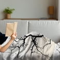 thumbnail image 3 of Forest Soft Flannel Fleece Throw Blanket, Fall Tree Black Branches Art Print Black and White Themed Silhouette Illustration, Cozy Plush for Indoor and Outdoor Use, 50" x 70", Grey Black, by Ambesonne, 3 of 5