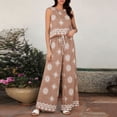 thumbnail image 6 of Zynoxe 2 Piece Sets for Women Going Out Comfy Crew Neck Sleeveless Crop Top Drawstring Waist Wide Leg Pants Suit Stylish Geometric Print Summer Sets Versatile Casual Beach Vacation Outfits S, 6 of 7
