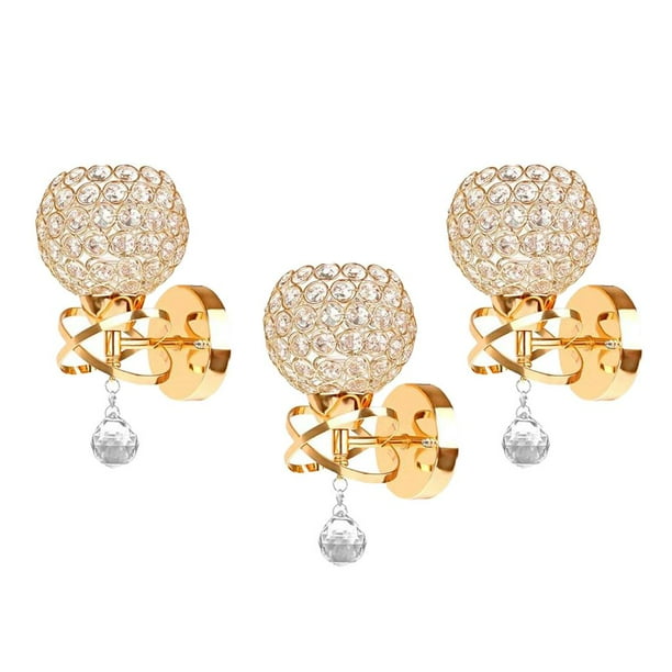 2/3 piezas de luces de pared de cristal lámpara de pasillo de cabecera decoración del hogar 3 piezas de oro