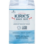 Kirk's Savon de Castile Doux Parfum Frais Original Pack de 4 Ct