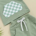 thumbnail image 5 of Bagilaanoe 2pcs Toddler Baby Boy Girl Shorts Set Short Sleeve Checkerboard Print Hooded Tops + Shorts 6M 12M 18M 24M 3T Kids Casual Summer Clothes, 5 of 6