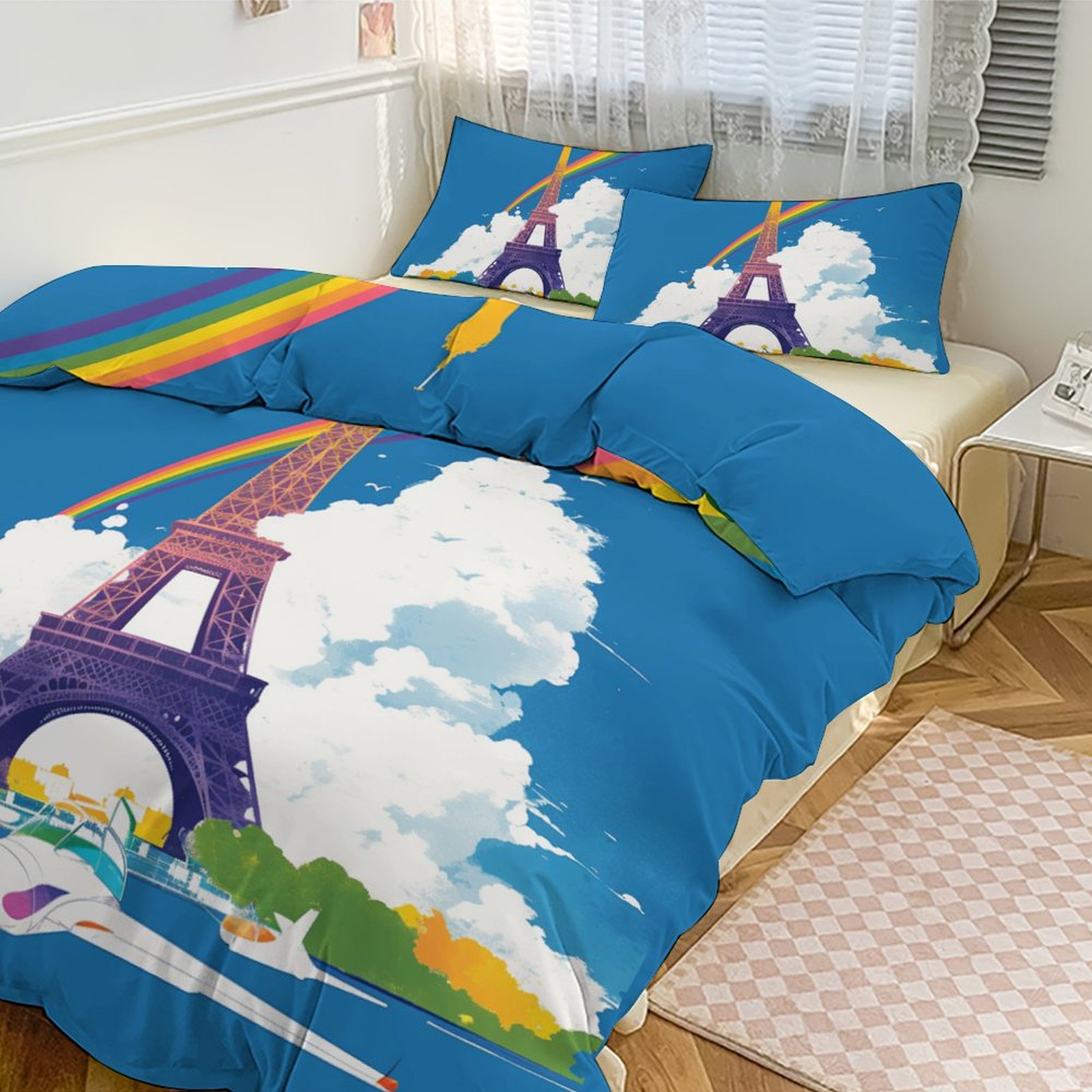 Home Friend Eiffel Green Quilt Cover Set – Printed Cotton Satin Velvet – Floral Luxury