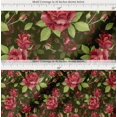 thumbnail image 2 of Soimoi Green Cotton Cambric Fabric Leaves & Rose Floral Printed Fabric 1 Yard 56 Inch Wide, 2 of 7