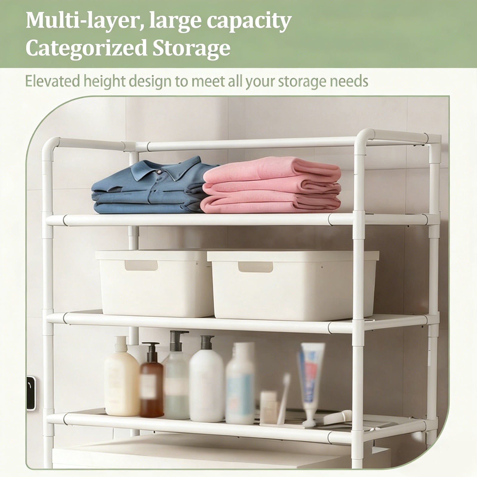 3-Tier Over Washer Storage Shelf, Over Washer and Dryer Organizer,Easy Install Washing Machine Storage Rack for Laundry Room