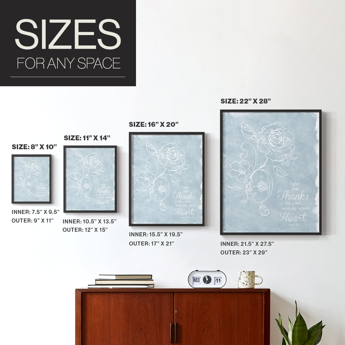 Whole Heart Framed Print in Black Solid Wood 16 x 20 Framed Print