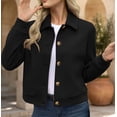 thumbnail image 4 of Gamivast Faux Suede Jacket for Women Lapel Collar Crop Shacket Button Down Long Sleeve Fall Winter Outerwear, 4 of 8