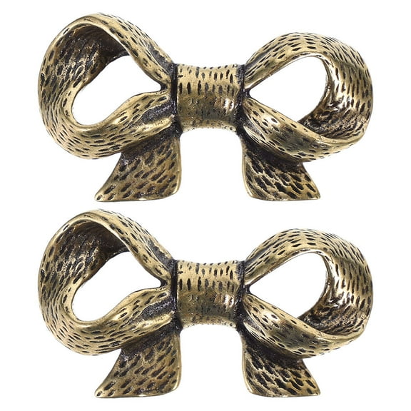 HONITANO 2Pcs American Style Brass Bow Knobs for Cabinets Decorative Bow Handles