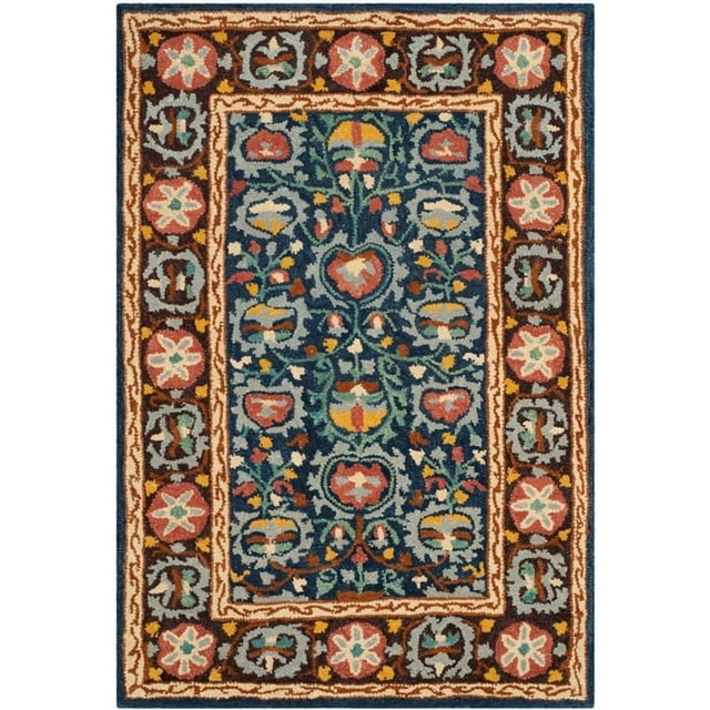 Safavieh Roslyn Collection ROS545A Handmade Blue and Multi Wool Area Rug (4' x 6')