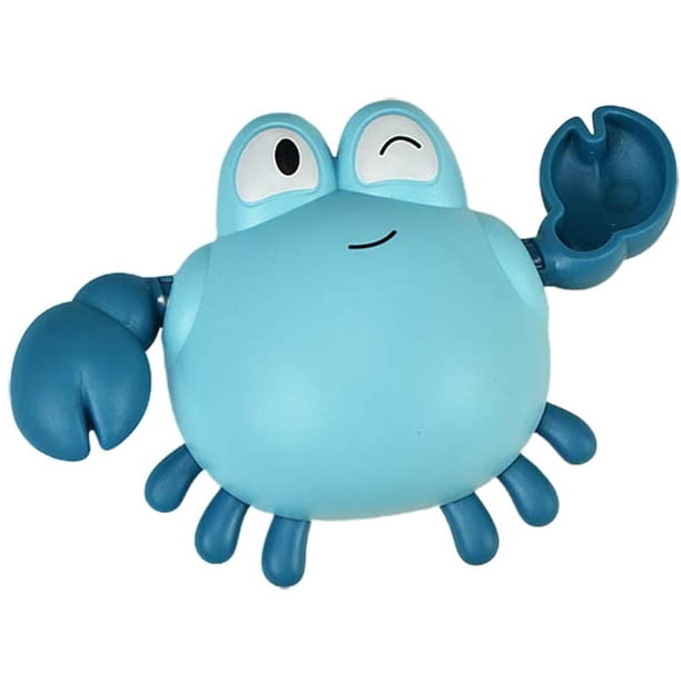Juguete de baño para niños, cangrejo de natación de cuerda, juguete de agua flotante, juguete de bañera con reloj de carburador de espalda pequeño y bonito para niños pequeños, azul claro oso de fresa Juguete