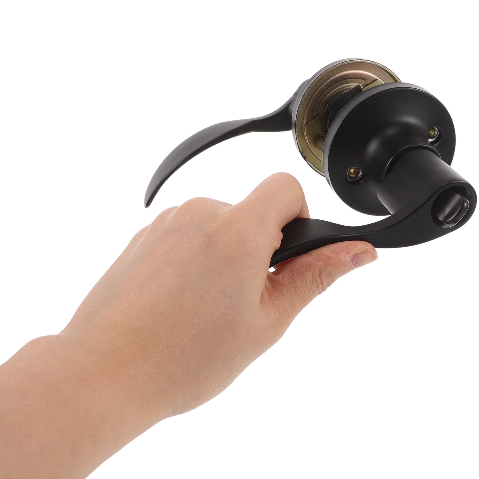 WEUVEB Black Matte Bathroom Door Knob, Modern Stainless Steel Finish, Single Piece Door Handle