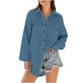 thumbnail image 3 of Guieoi Womens Tops Plus Size Women's Drop Shoulder Solid Color Loose Mid-Length Cardigan Top Blue Black*Friday/Cyber*Monday, 3 of 6