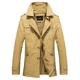 thumbnail image 2 of Fesfesfes Mens Jacket Casual Solid Turndown Single-breasted Windbreaker Multi-button Coat Under $10, 2 of 2