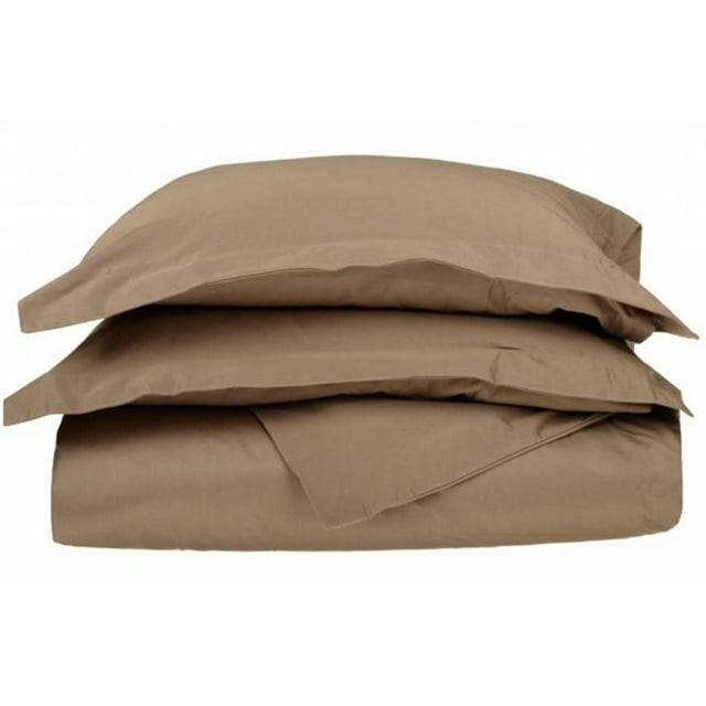 Ensemble de Housse de Couette Solide en Coton Égyptien 650 Fils Simple-Taupe