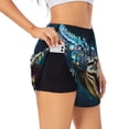thumbnail image 2 of Bixox Women's Starry Sky Colorful Crocodile pattern 2 in 1 Running Shorts - Lightweight Athletic Workout Gym Yoga Shorts Liner with Pockets - Medium, 2 of 5