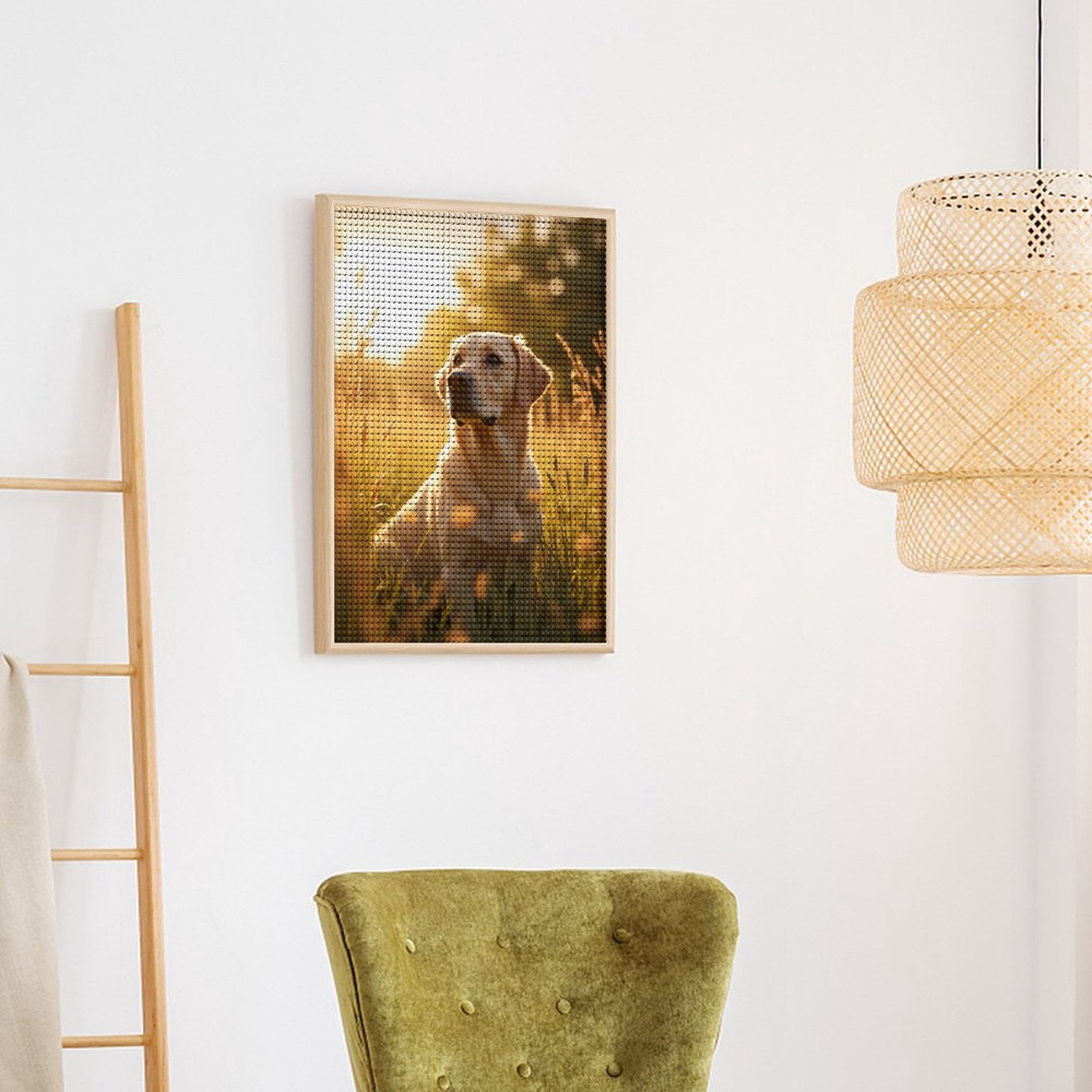 Diamond Art Kits for Adults, Golden Retriever In Sunlit Field 5D Diamond Painting Kits for Adults Beginners, DIY Full Drill Diamond Painting, Gem Art and Crafts 12x16