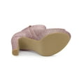 thumbnail image 5 of BLISSFUL STEP Women's Glitter Peep Toe Platform Block High Heel Boots Rose Gold 10, 5 of 7