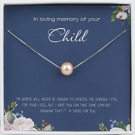 Anavia Loss of Child Memorial Gift in Loving Memory Sorry for Your Loss Sympathy Card Gift Child Bereavement Gift-[White Pearl + Silver Chain]