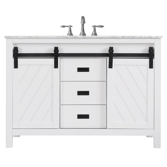 Kinsley 48" Carrara White Marble Countertop Single Vanity w/o Mirror White