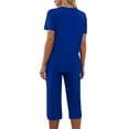 thumbnail image 4 of Censtreet Women's Sleepwear Capri Pajama Sets Short Sleeve Two-Piece Pjs V Neck Tops & Capri Pants S-XXL, 4 of 7