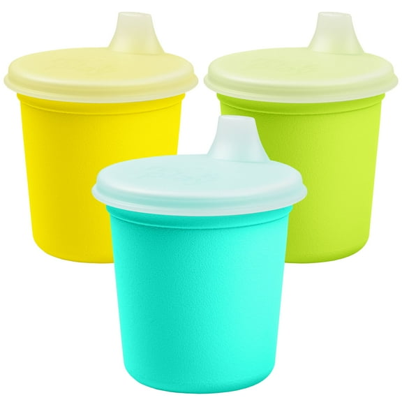 Re-Play Tiny Tumblers with Sip Lid - 6oz 3-Pack Toddler Drinking Cup - Dishwasher safe - Made in the USA - BPA-Free - Stackable - Sunwave