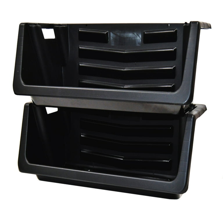 Hyper Tough Heavy Duty Nesting Plastic Stack Bin, Black