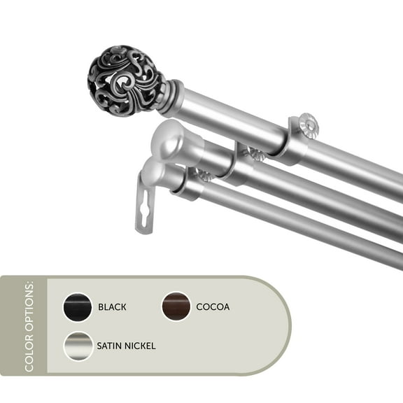 13/16 inch Cilla Triple Curtain Rod 120-170" - Satin Nickel