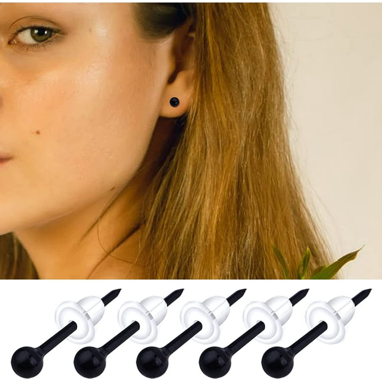 200pcs Black Plastic Ball Earring Posts Earring Piercing Retainers Ear Pins  Studs with 200pcs Clear Silicone Rubber Earring Backs Earnuts for Women