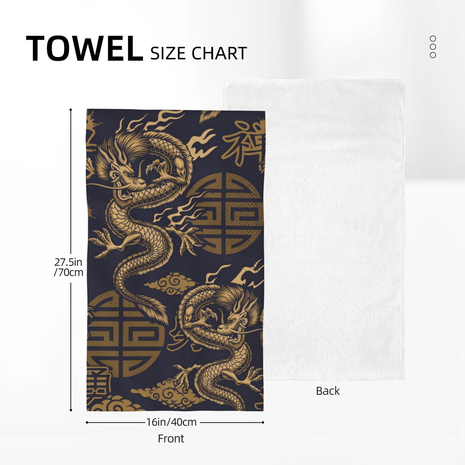 Dragon Chinese Style Chinoiserie 27.5" x 16" Ultra Soft Hand Towel, Face Wash Cloth for Bathroom, Gym, Travel, Pool