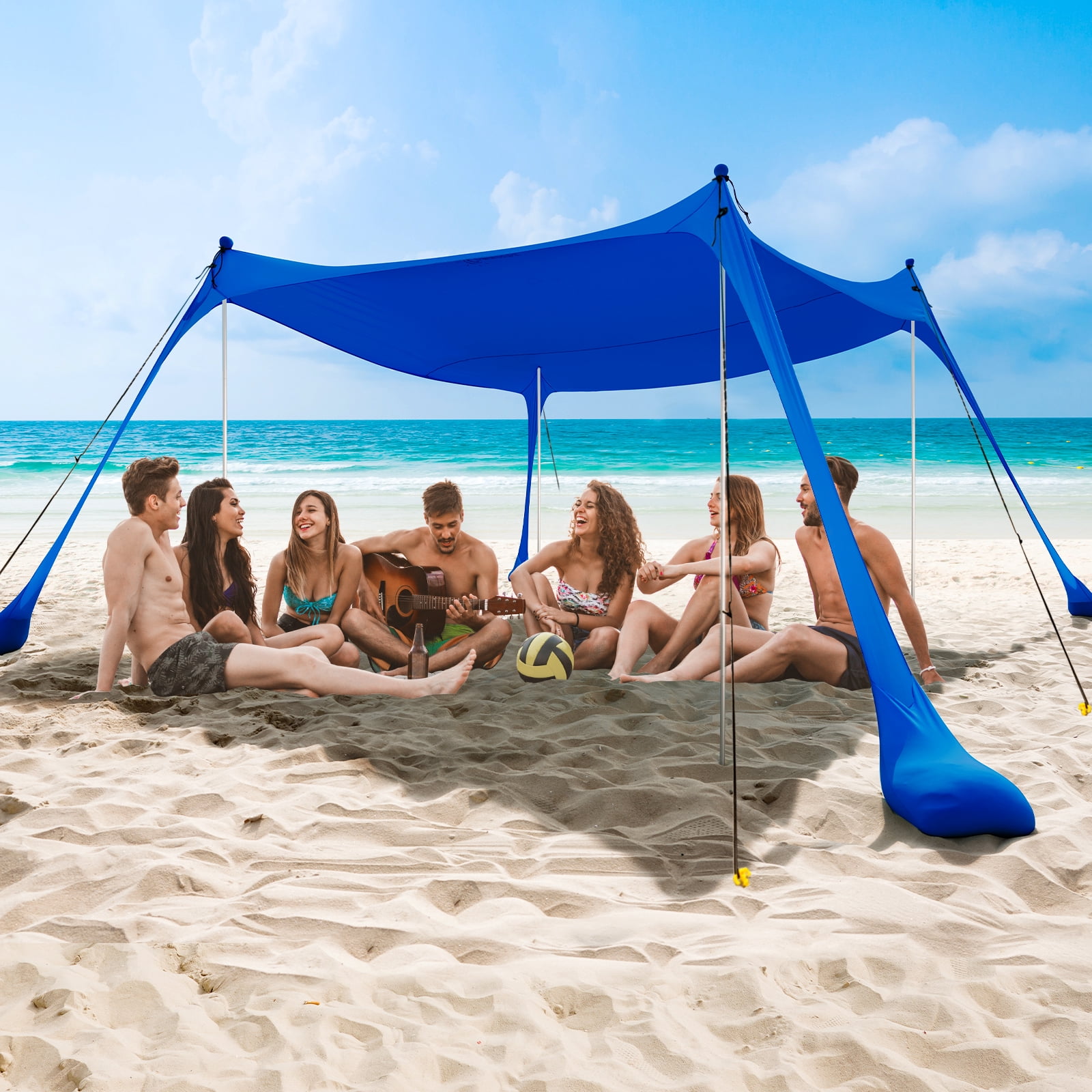  ADesign Windproof Beach Tent Sun Shelter with 8 Sandbags, Wind  Resistant Large Family Beach Canopy with Sand Shovel, UPF50+, 6.5 FT Tall,  Easy Setup Sun Shade for Beach Vacation : Sports