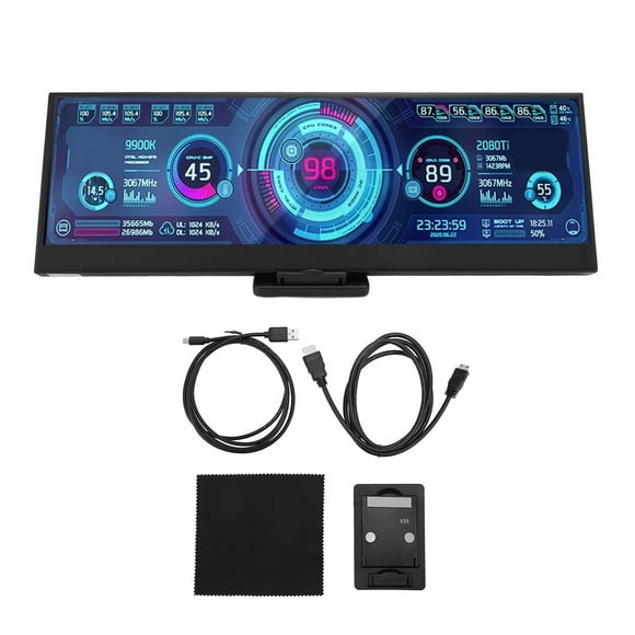 CPU Temperature Monitor, Multifunction PC Temp Monitor Easy To Install 14 Inch IPS Dual Speaker for Laptop