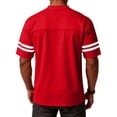 thumbnail image 3 of Domuza Plain Men's Football Jerseys V-Neck Fitness T-Shirts Workout Outfits Casual Party Tops Red S, 3 of 5