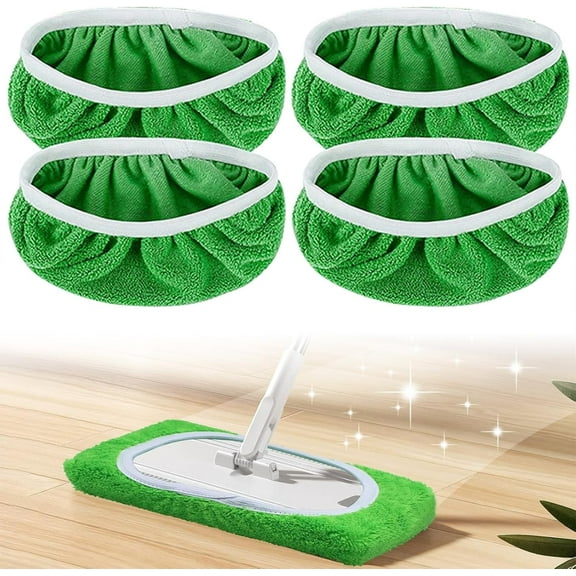 4 Pack Reusable Dry Sweeping Cloths Microfiber Wet Mop Pads Compatible with Swwiffer Sweper Mop,Mop Head Replacement Washable Refills for Household Floors