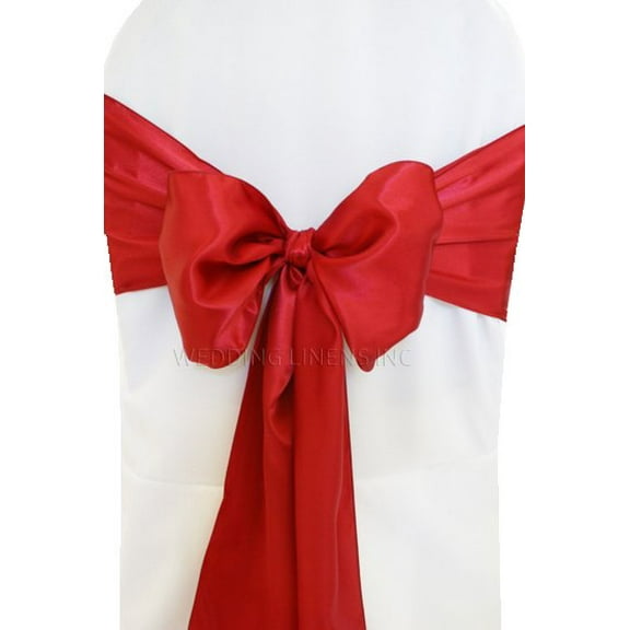 Wedding Linens Inc. (10pcs) 8" x 108" Satin Chair Sashes Chair Sash Bow ties for Wedding Party Catering Banquet Decoration Events - AppleRed