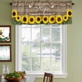 thumbnail image 4 of 2 Pack Valances for Windows, Sunflowers Hope Window Valances for Living Room/Bedroom/Bathroom, Farmhouse Floral Brown Wooden Grain Light Filtering Kitchen Curtain Valance 60"W x18" L, 4 of 9